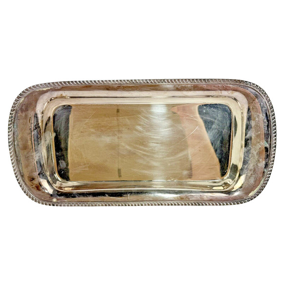 Vintage Poole Silver Plated Serving Trinket Tray Old English Rectangle EPNS 1057 - Picture 1 of 5